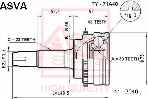 ASVA TY-71A48 - Kit giunti, Semiasse autozon.pro