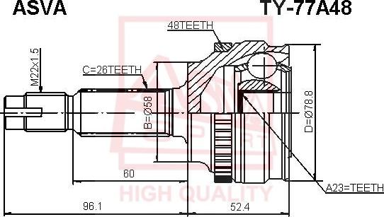 ASVA TY-77A48 - Kit giunti, Semiasse autozon.pro