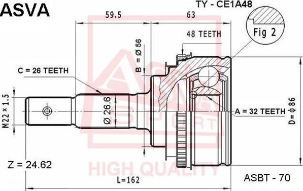 ASVA TY-CE1A48 - Kit giunti, Semiasse autozon.pro