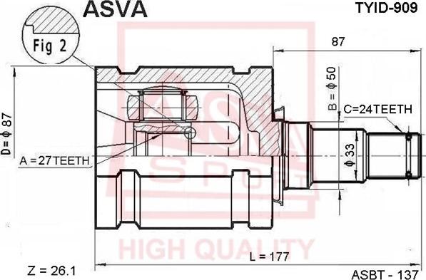 ASVA TYID-909 - Kit giunti, Semiasse autozon.pro