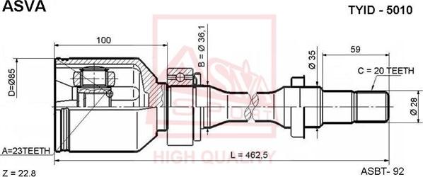 ASVA TYID-5010 - Kit giunti, Semiasse autozon.pro