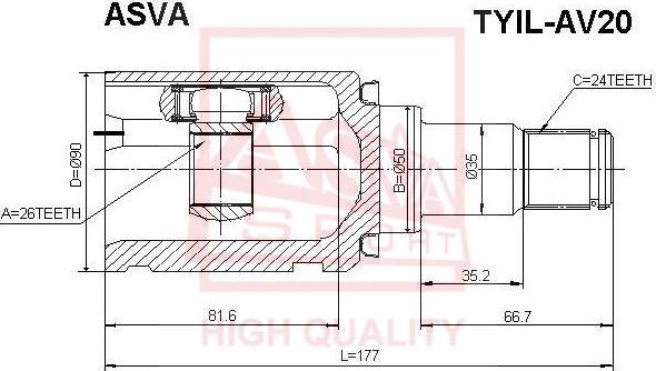 ASVA TYIL-AV20 - Kit giunti, Semiasse autozon.pro