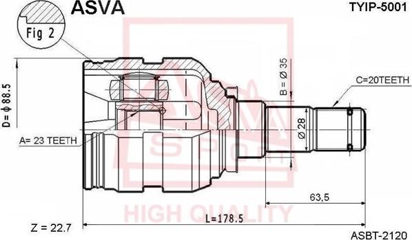 ASVA TYIP-5001 - Kit giunti, Semiasse autozon.pro