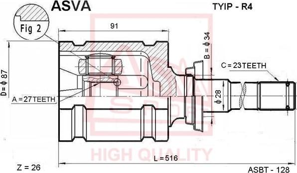 ASVA TYIP-R4 - Kit giunti, Semiasse autozon.pro