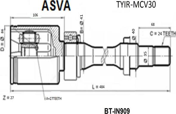 ASVA TYIR-MCV30 - Kit giunti, Semiasse autozon.pro