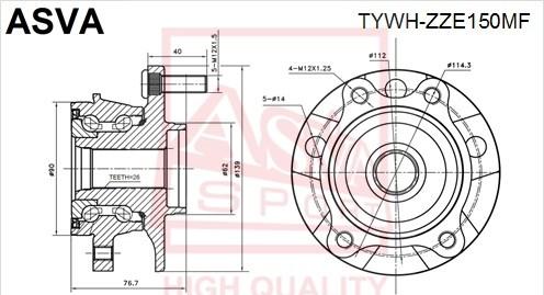 ASVA TYWH-ZZE150MF - Mozzo ruota autozon.pro