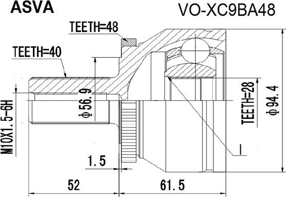 ASVA VO-XC9BA48 - Kit giunti, Semiasse autozon.pro