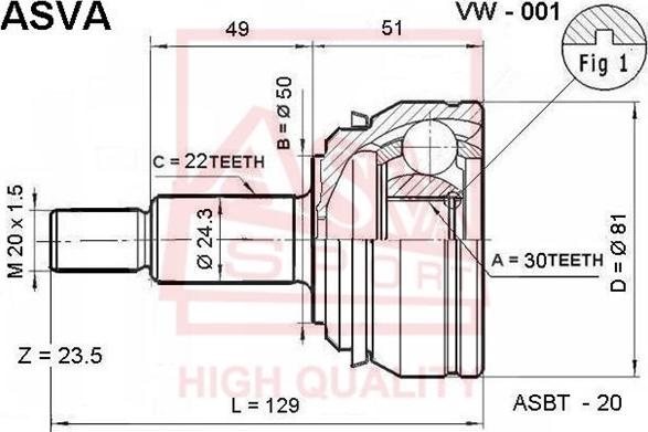 ASVA VW-001 - Kit giunti, Semiasse autozon.pro