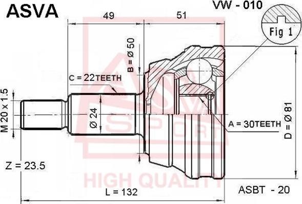 ASVA VW-010 - Kit giunti, Semiasse autozon.pro