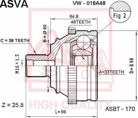 ASVA VW-018A48 - Kit giunti, Semiasse autozon.pro