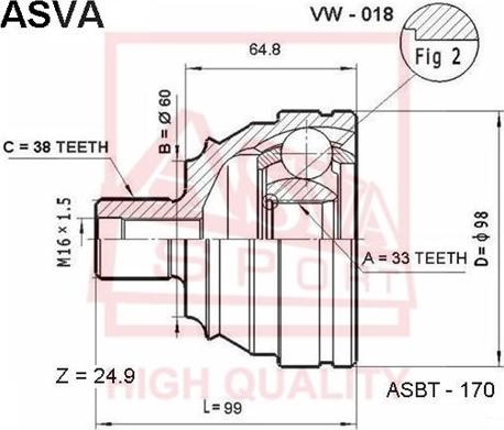 ASVA VW-018 - Kit giunti, Semiasse autozon.pro