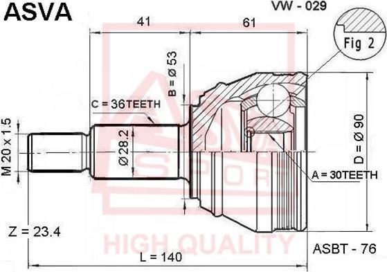 ASVA VW-029 - Kit giunti, Semiasse autozon.pro