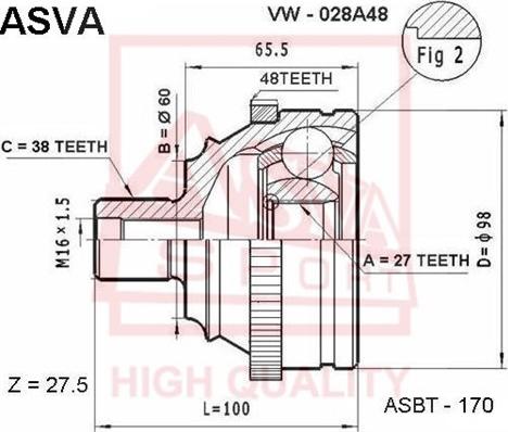 ASVA VW-028A48 - Kit giunti, Semiasse autozon.pro