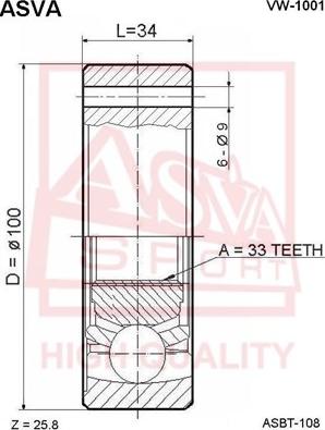 ASVA VW-1001 - Kit giunti, Semiasse autozon.pro