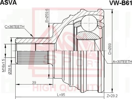 ASVA VW-B61 - Kit giunti, Semiasse autozon.pro