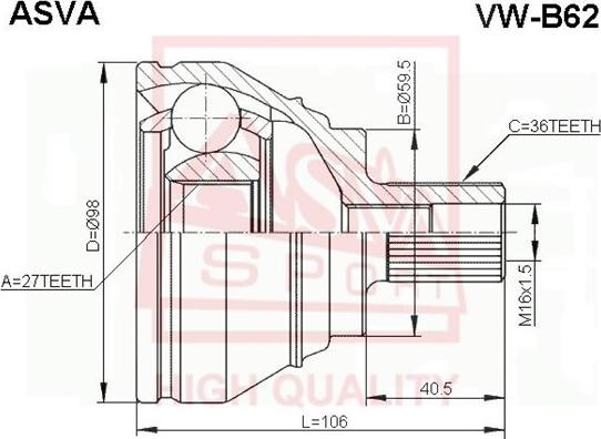 ASVA VW-B62 - Kit giunti, Semiasse autozon.pro