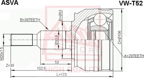 ASVA VW-T52 - Kit giunti, Semiasse autozon.pro