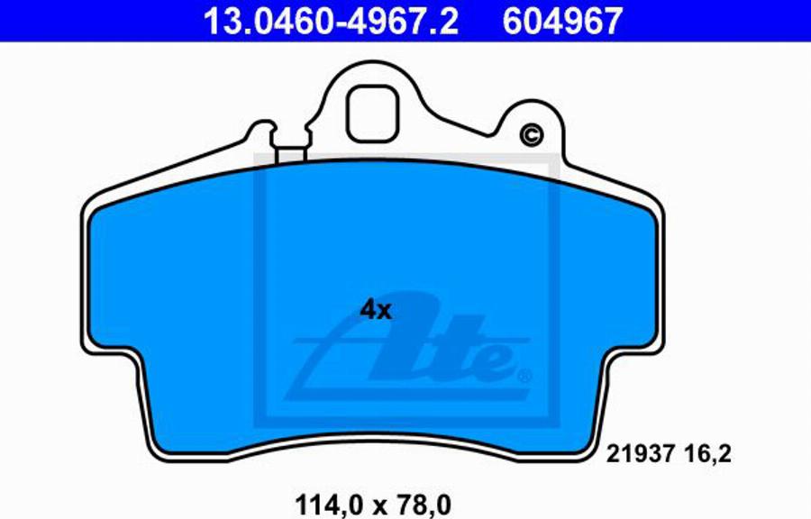 ATE 604967 - Kit pastiglie freno, Freno a disco autozon.pro