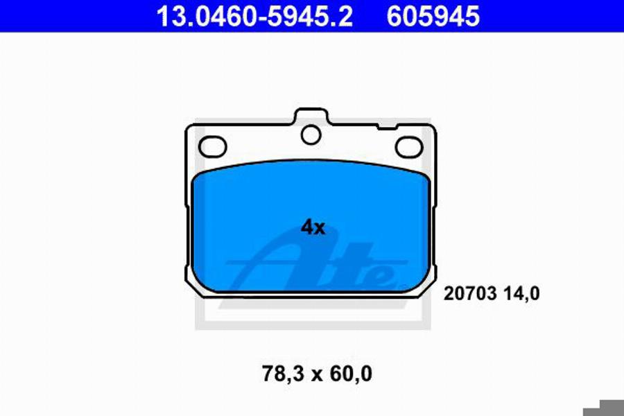 ATE 605945 - Kit pastiglie freno, Freno a disco autozon.pro