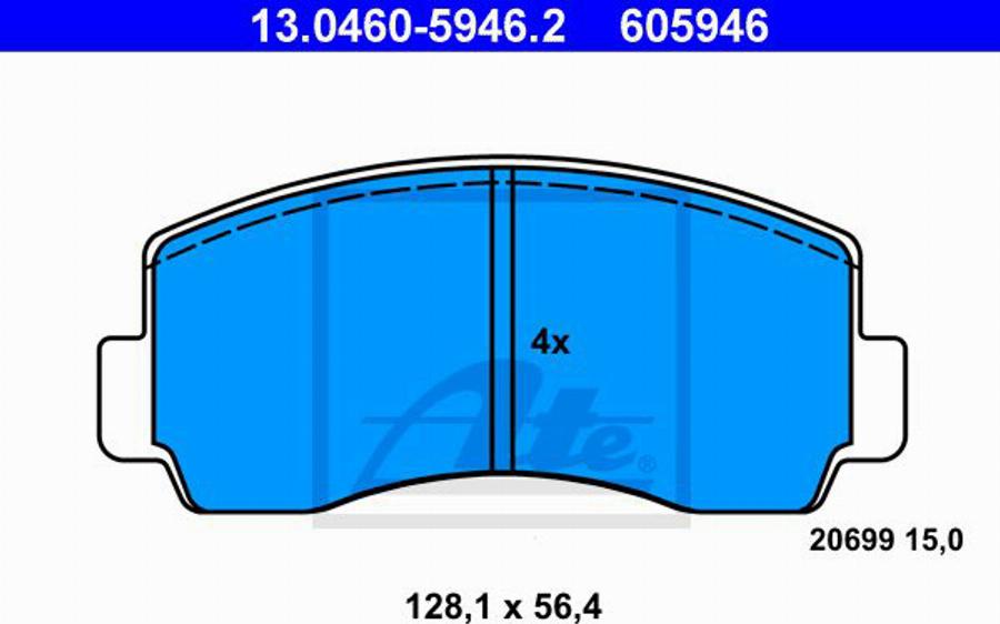 ATE 605946 - Kit pastiglie freno, Freno a disco autozon.pro