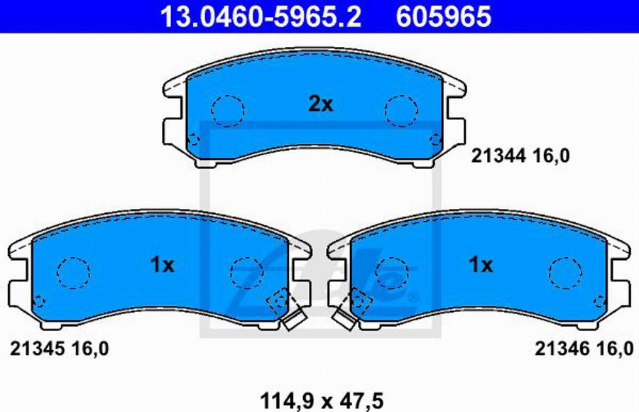 ATE 605965 - Kit pastiglie freno, Freno a disco autozon.pro