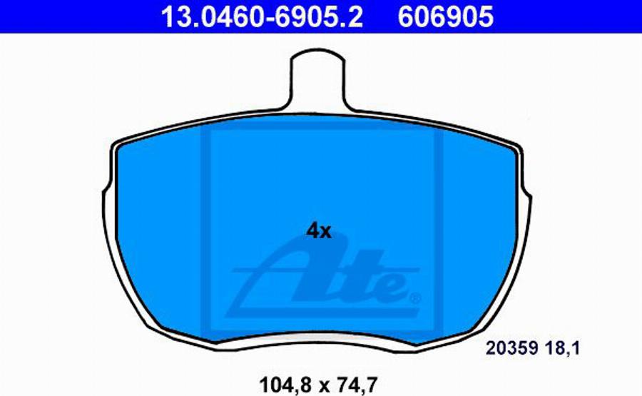 ATE 606905 - Kit pastiglie freno, Freno a disco autozon.pro