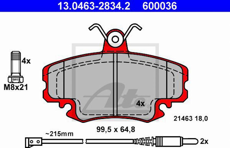 ATE 600036 - Kit pastiglie freno, Freno a disco autozon.pro