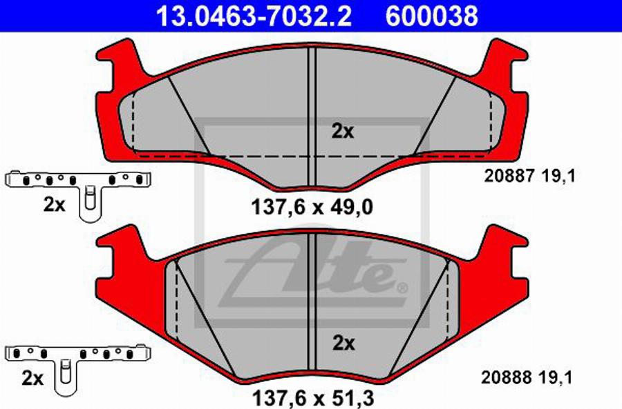 ATE 600038 - Kit pastiglie freno, Freno a disco autozon.pro