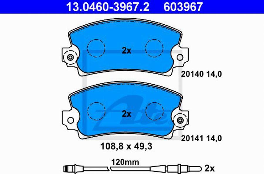 ATE 603967 - Kit pastiglie freno, Freno a disco autozon.pro