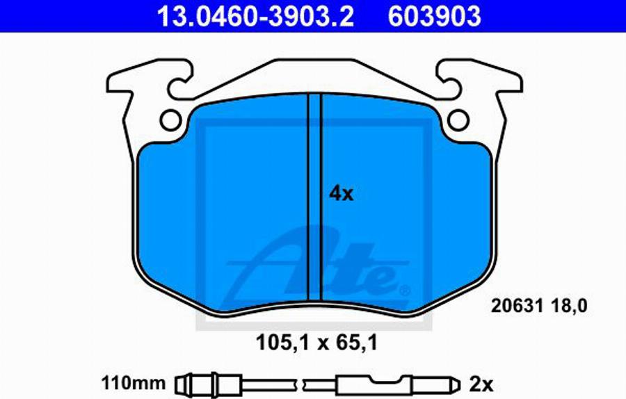 ATE 603903 - Kit pastiglie freno, Freno a disco autozon.pro