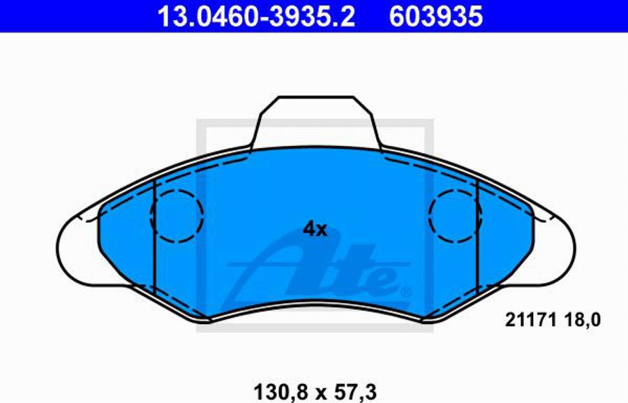 ATE 603935 - Kit pastiglie freno, Freno a disco autozon.pro