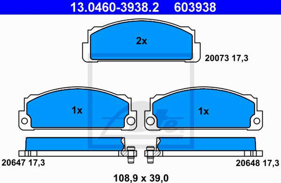 ATE 603938 - Kit pastiglie freno, Freno a disco autozon.pro