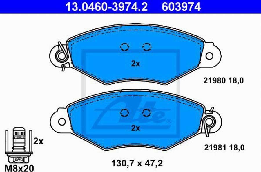 ATE 603974 - Kit pastiglie freno, Freno a disco autozon.pro