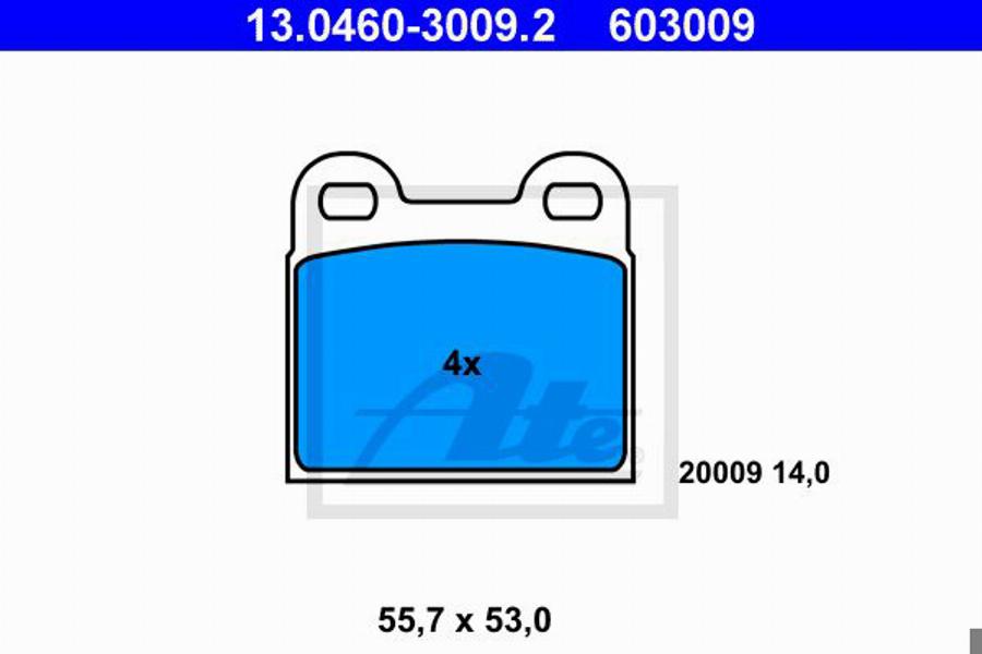 ATE 603009 - Kit pastiglie freno, Freno a disco autozon.pro