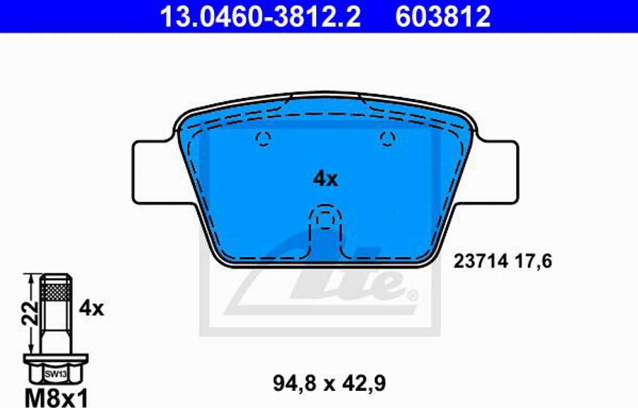 ATE 603812 - Kit pastiglie freno, Freno a disco autozon.pro