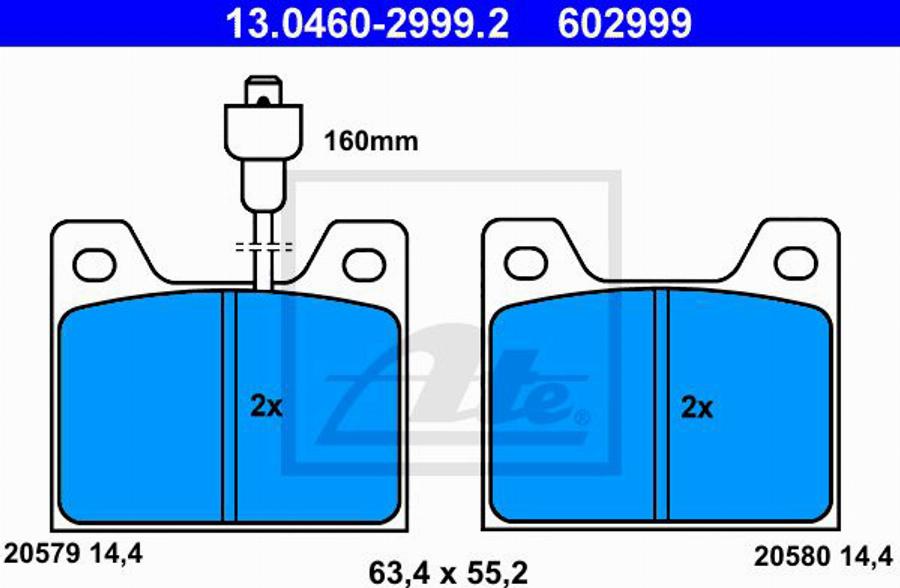 ATE 602999 - Kit pastiglie freno, Freno a disco autozon.pro