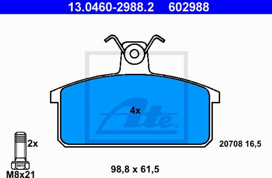 ATE 602988 - Kit pastiglie freno, Freno a disco autozon.pro