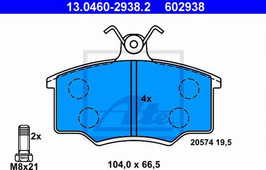 ATE 602938 - Kit pastiglie freno, Freno a disco autozon.pro