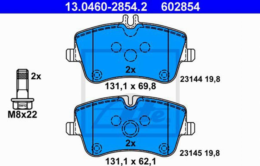 ATE 602854 - Kit pastiglie freno, Freno a disco autozon.pro