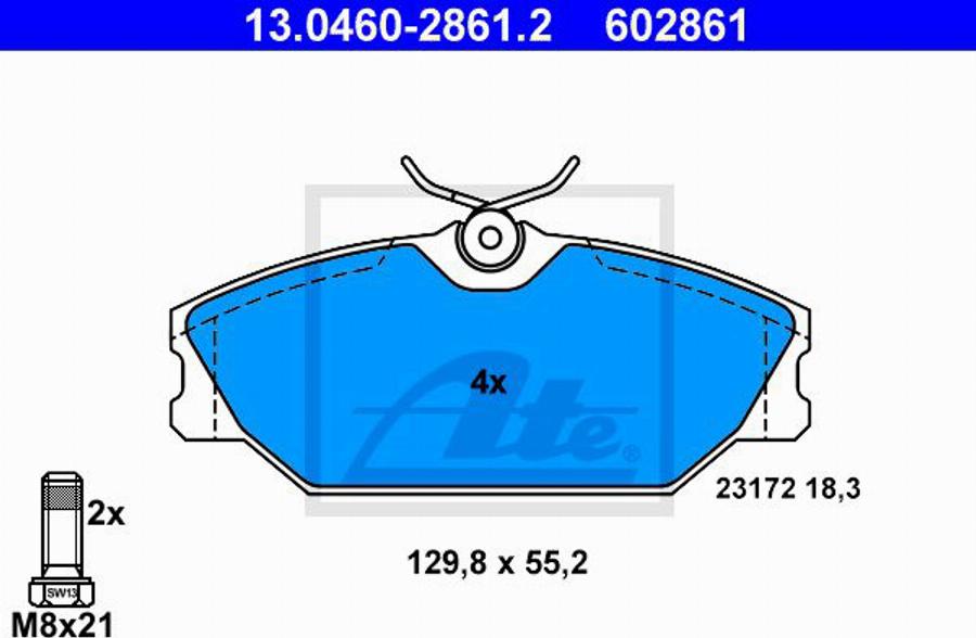 ATE 602861 - Kit pastiglie freno, Freno a disco autozon.pro