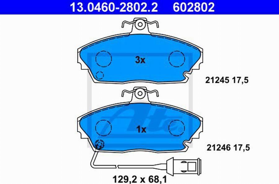 ATE 602802 - Kit pastiglie freno, Freno a disco autozon.pro