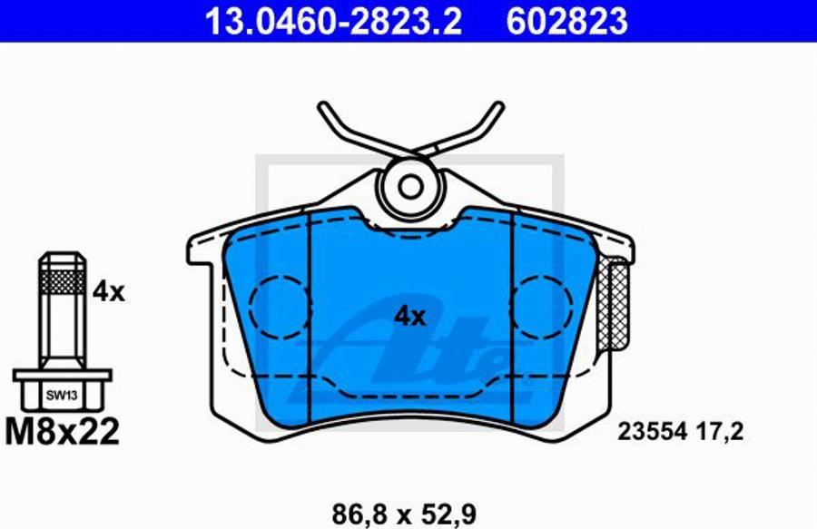 ATE 602823 - Kit pastiglie freno, Freno a disco autozon.pro