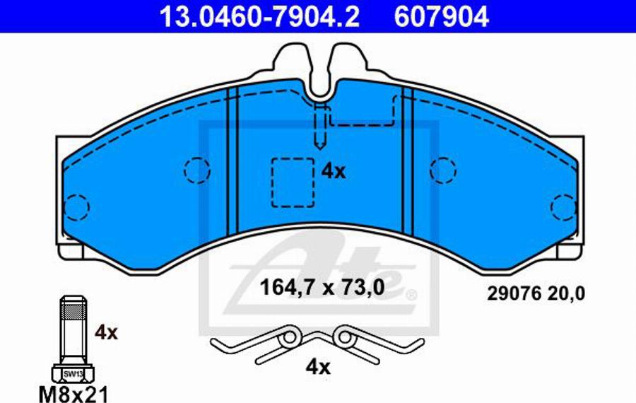 ATE 607904 - Kit pastiglie freno, Freno a disco autozon.pro