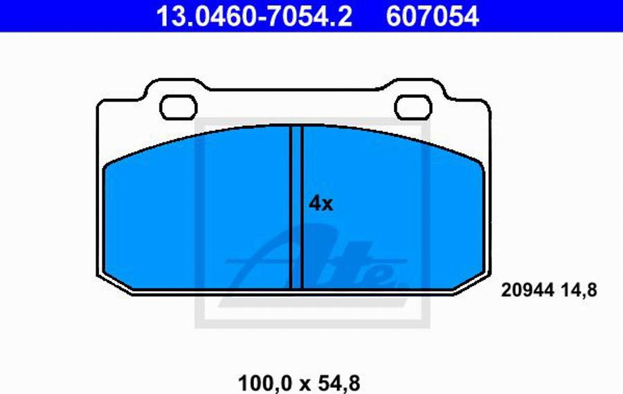 ATE 607054 - Kit pastiglie freno, Freno a disco autozon.pro