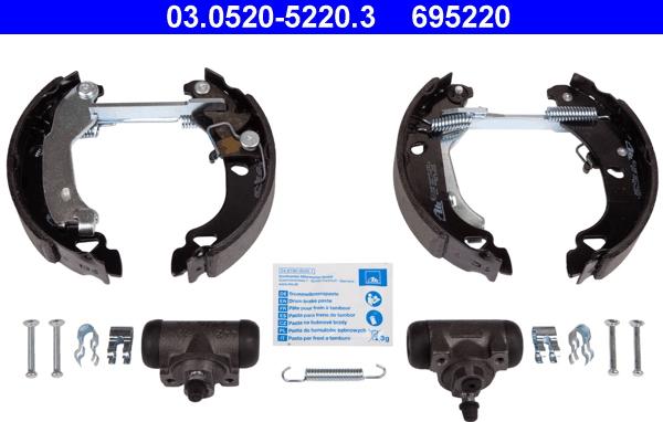 ATE 03.0520-5220.3 - Kit ganasce freno autozon.pro