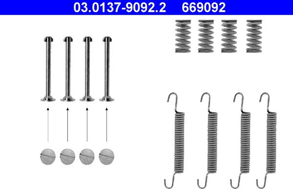 ATE 03.0137-9092.2 - Kit accessori, Ganasce freno stazionamento autozon.pro