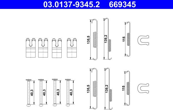 ATE 03.0137-9345.2 - Kit accessori, Ganasce freno autozon.pro