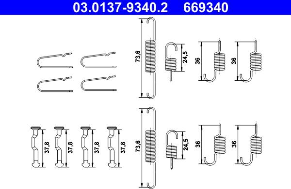 ATE 03.0137-9340.2 - Kit accessori, Ganasce freno stazionamento autozon.pro