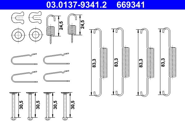 ATE 03.0137-9341.2 - Kit accessori, Ganasce freno stazionamento autozon.pro