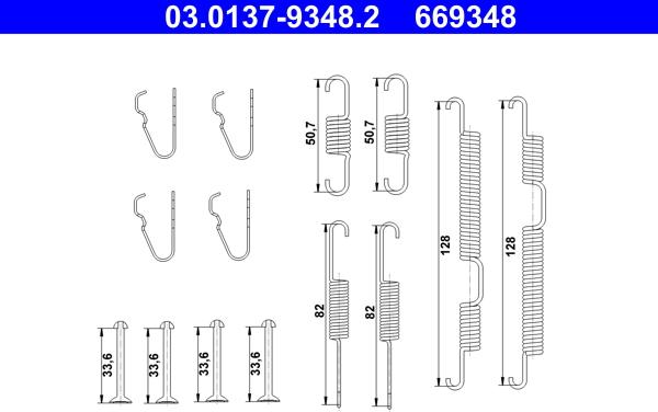 ATE 03.0137-9348.2 - Kit accessori, Ganasce freno stazionamento autozon.pro